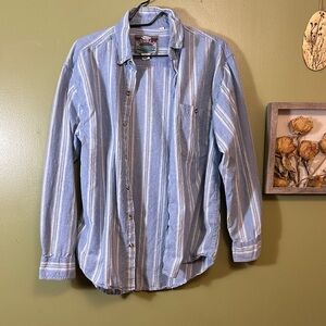 Vintage Double Impact Light Blue Striped Casual Shirt large